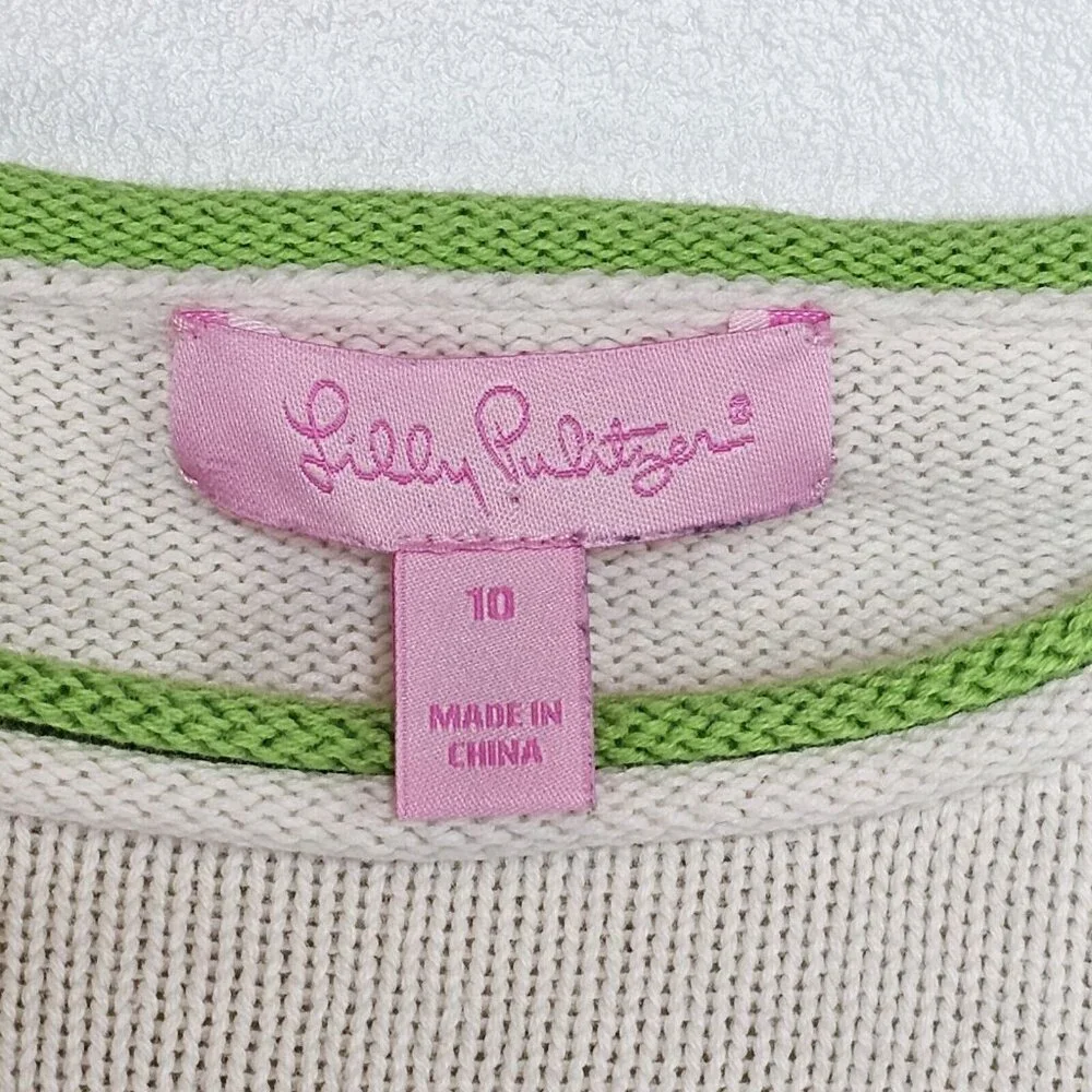 Lilly Pulitzer Girls Sweater Dress Youth 10 Navy Ivory Green Wedding Guest Party - Picture 3 of 9